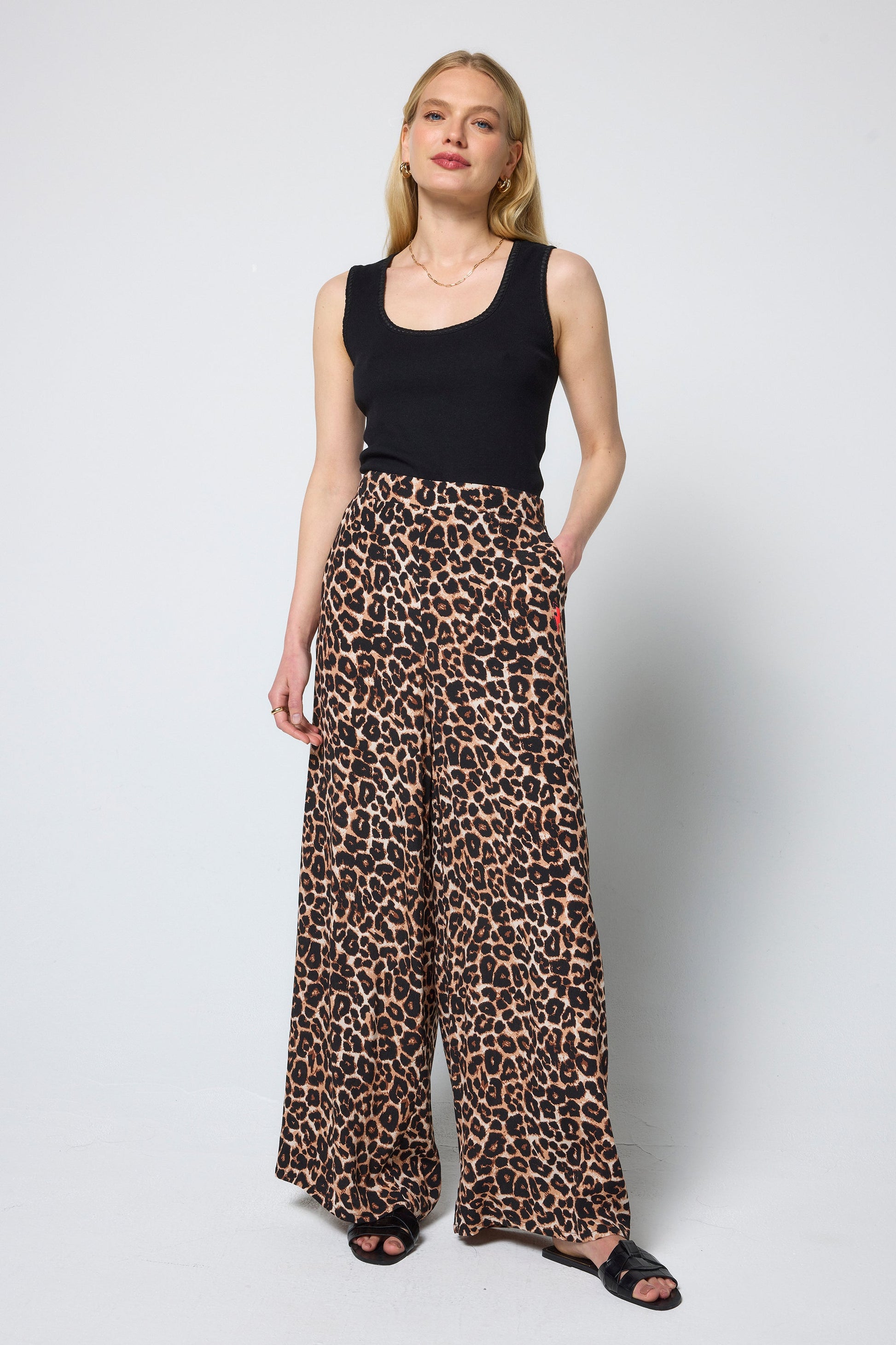 Neutral Jaguar Wide Leg Trousers