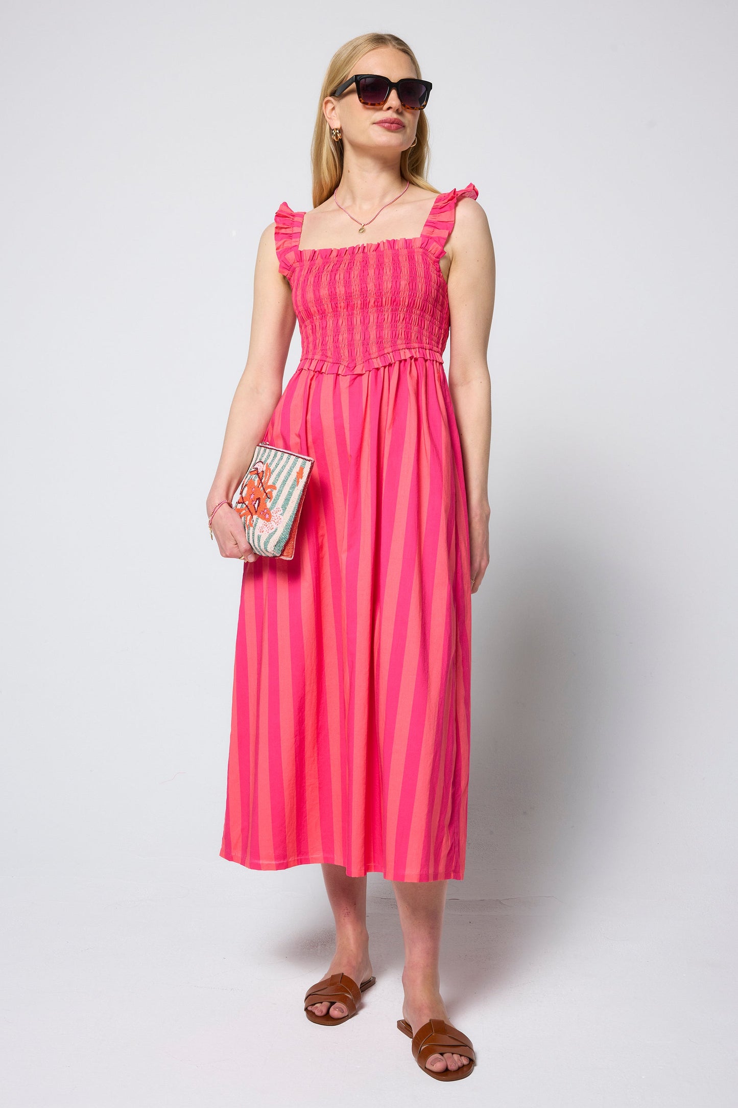 Pink and Coral Stripe Corset Sundress