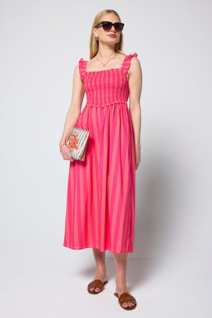 Pink and Coral Stripe Corset Sundress