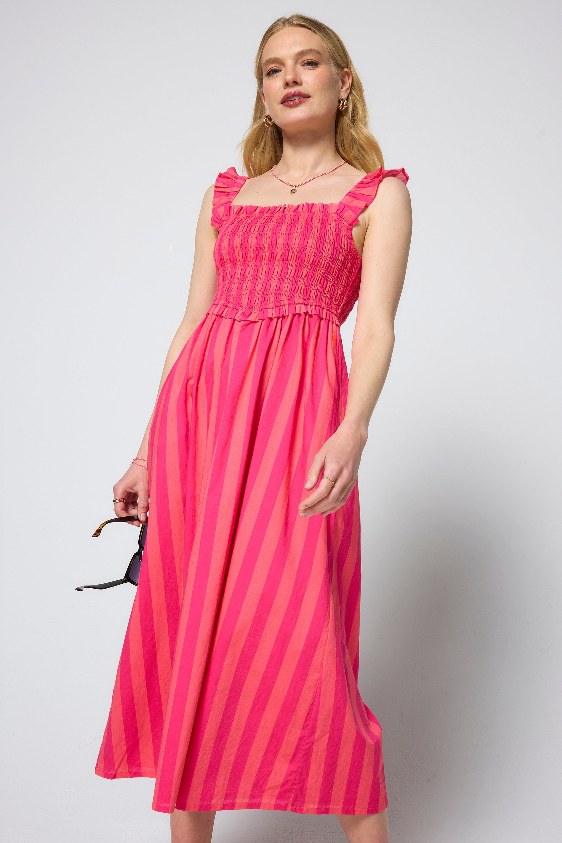 Pink and Coral Stripe Corset Sundress