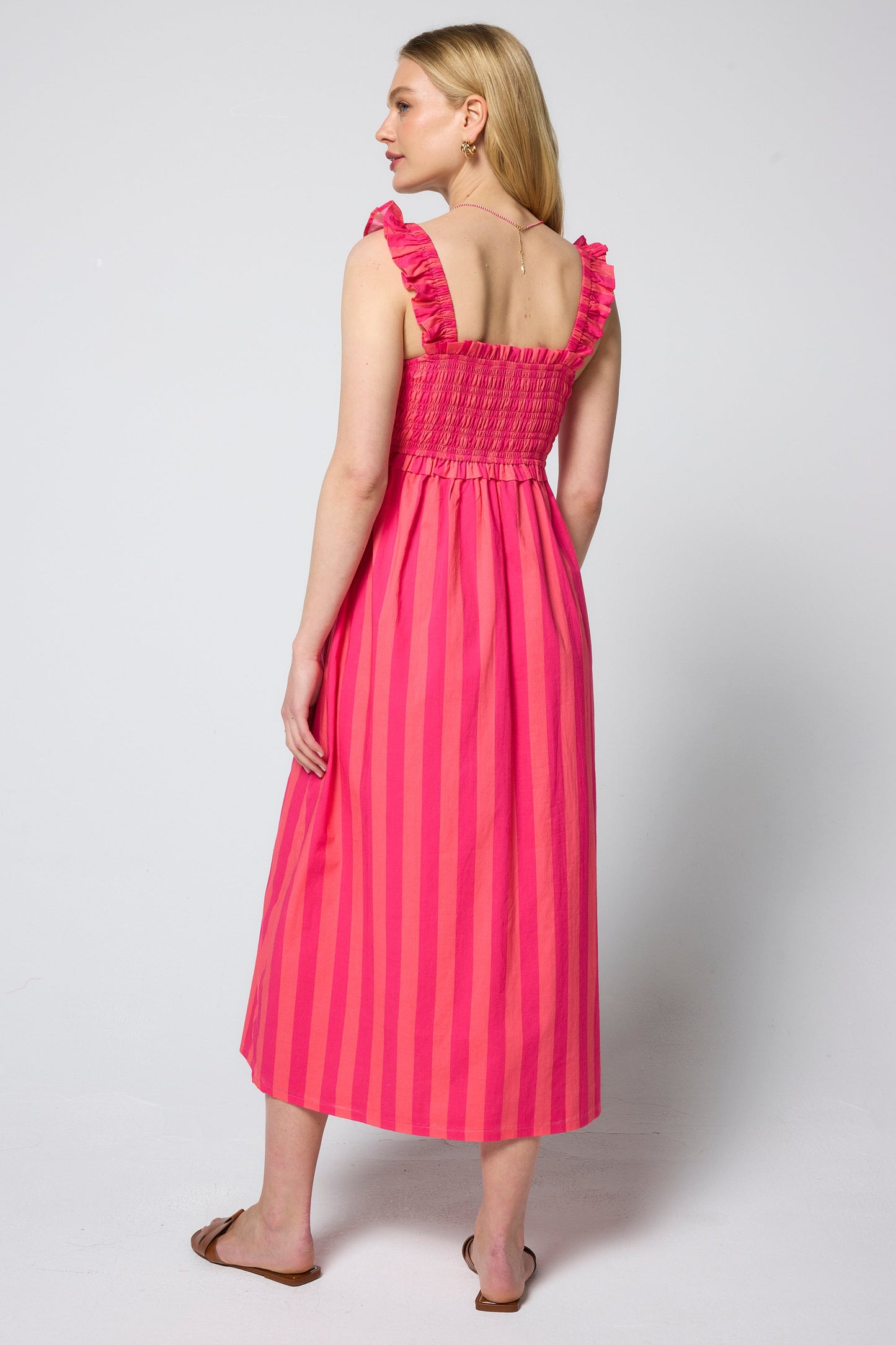 Pink and Coral Stripe Corset Sundress