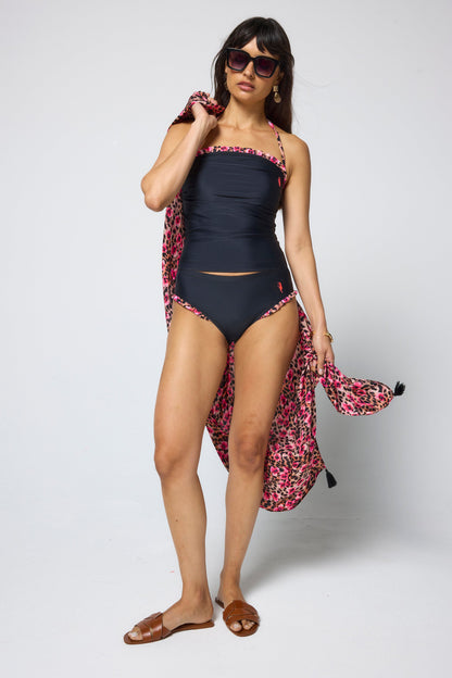 Black with Paradise Cheetah Frill Tankini Bottoms