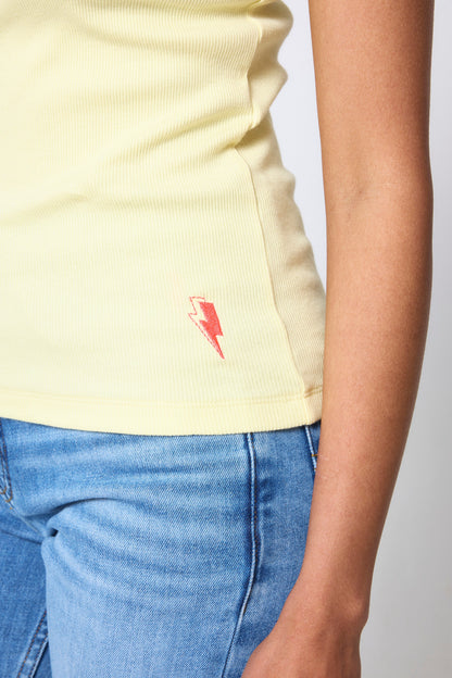 Lemon Jersey Stitch Detail Vest Top