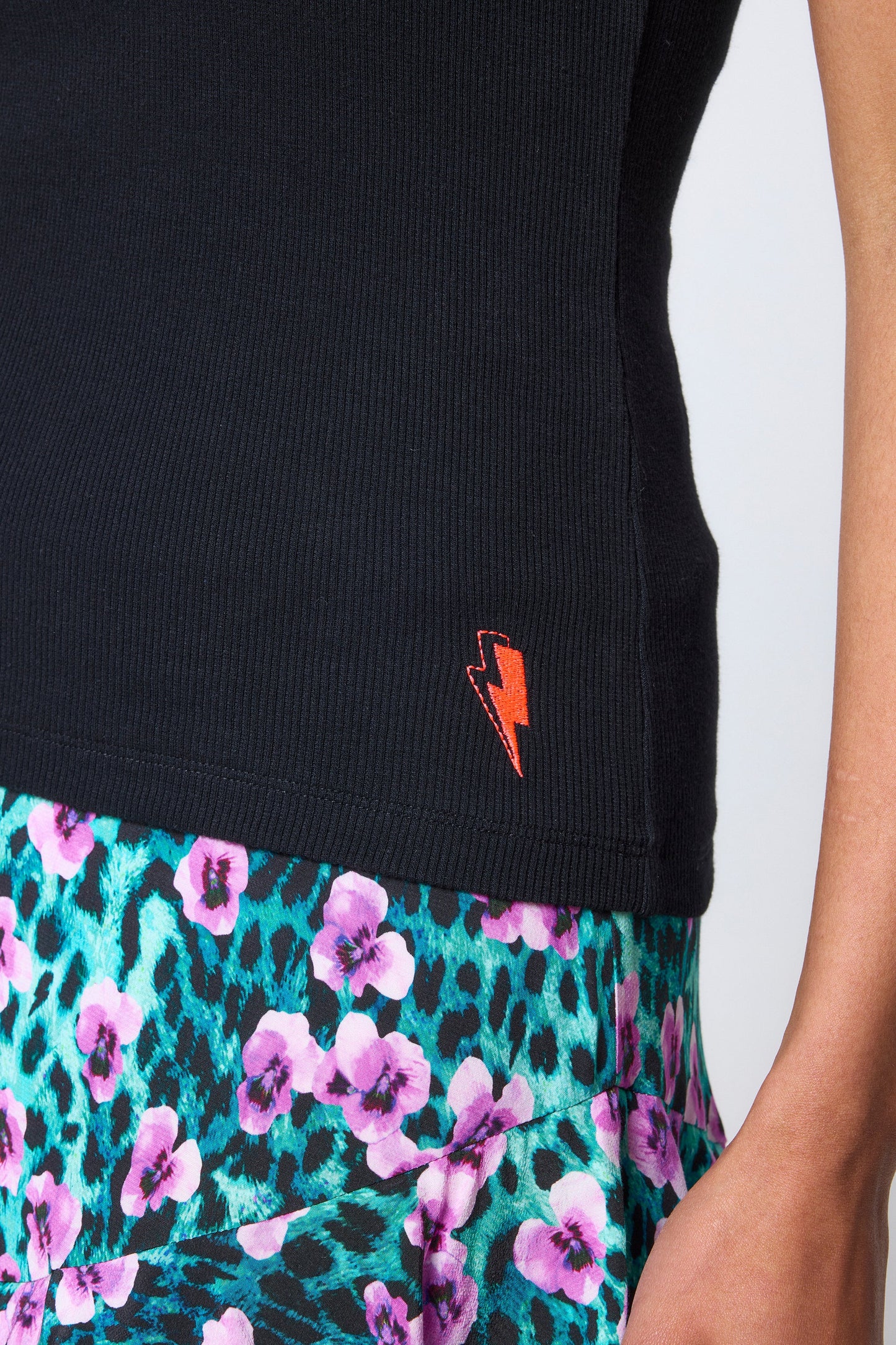 Black One Shoulder Frill Top