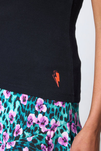 Black One Shoulder Frill Top