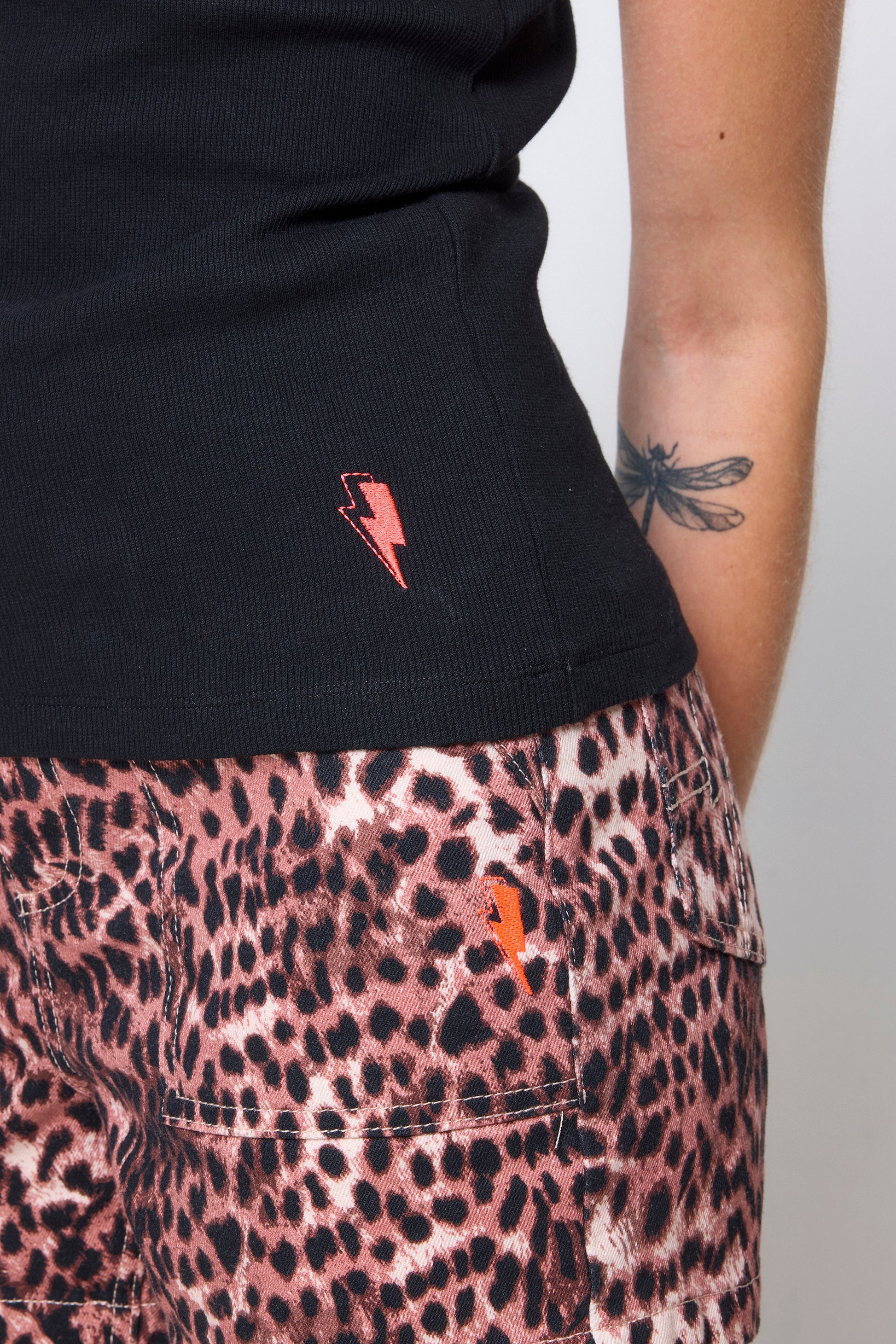 Black Jersey Stitch Detail Vest Top