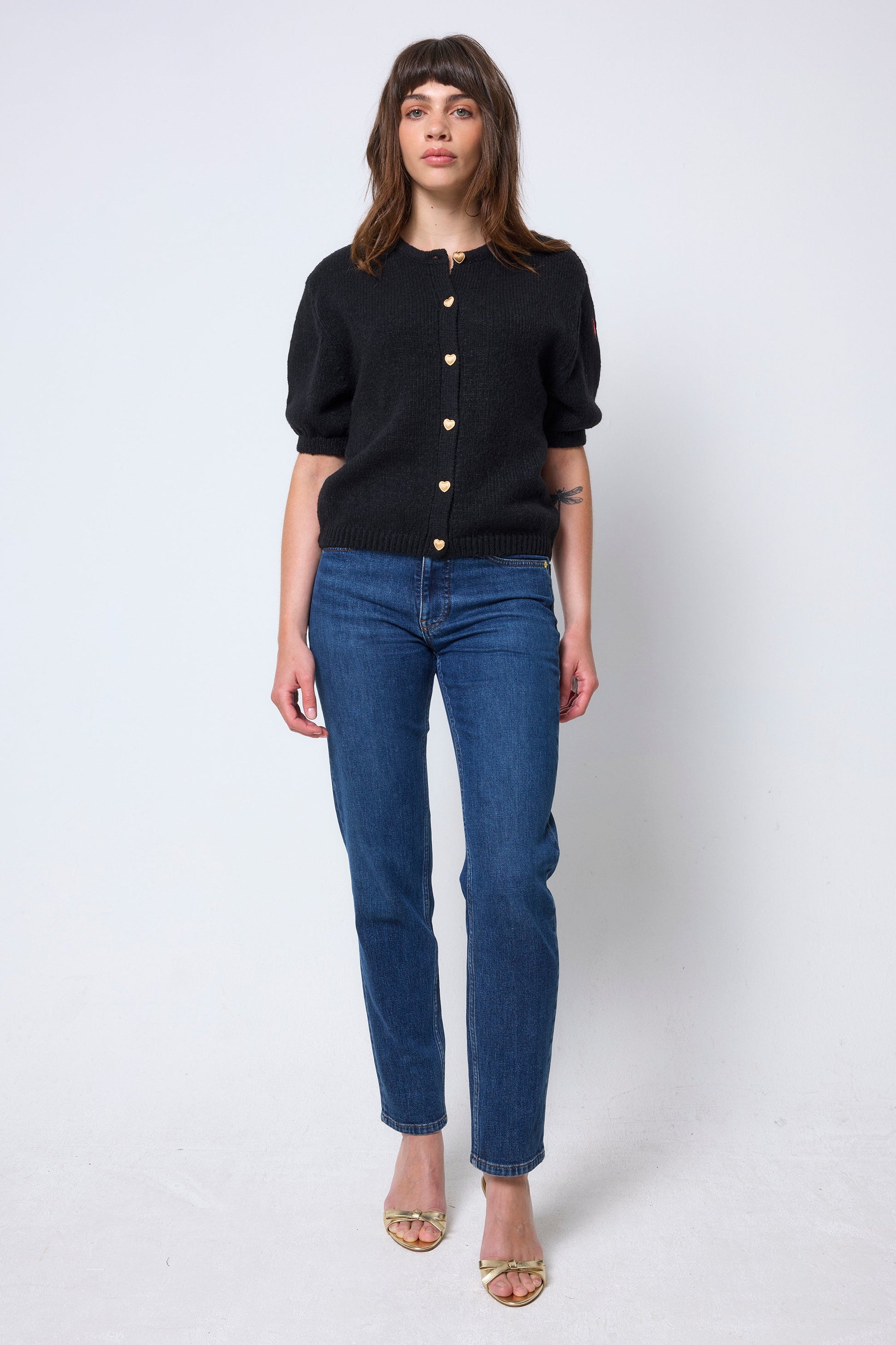 Black Short Sleeve Cardigan