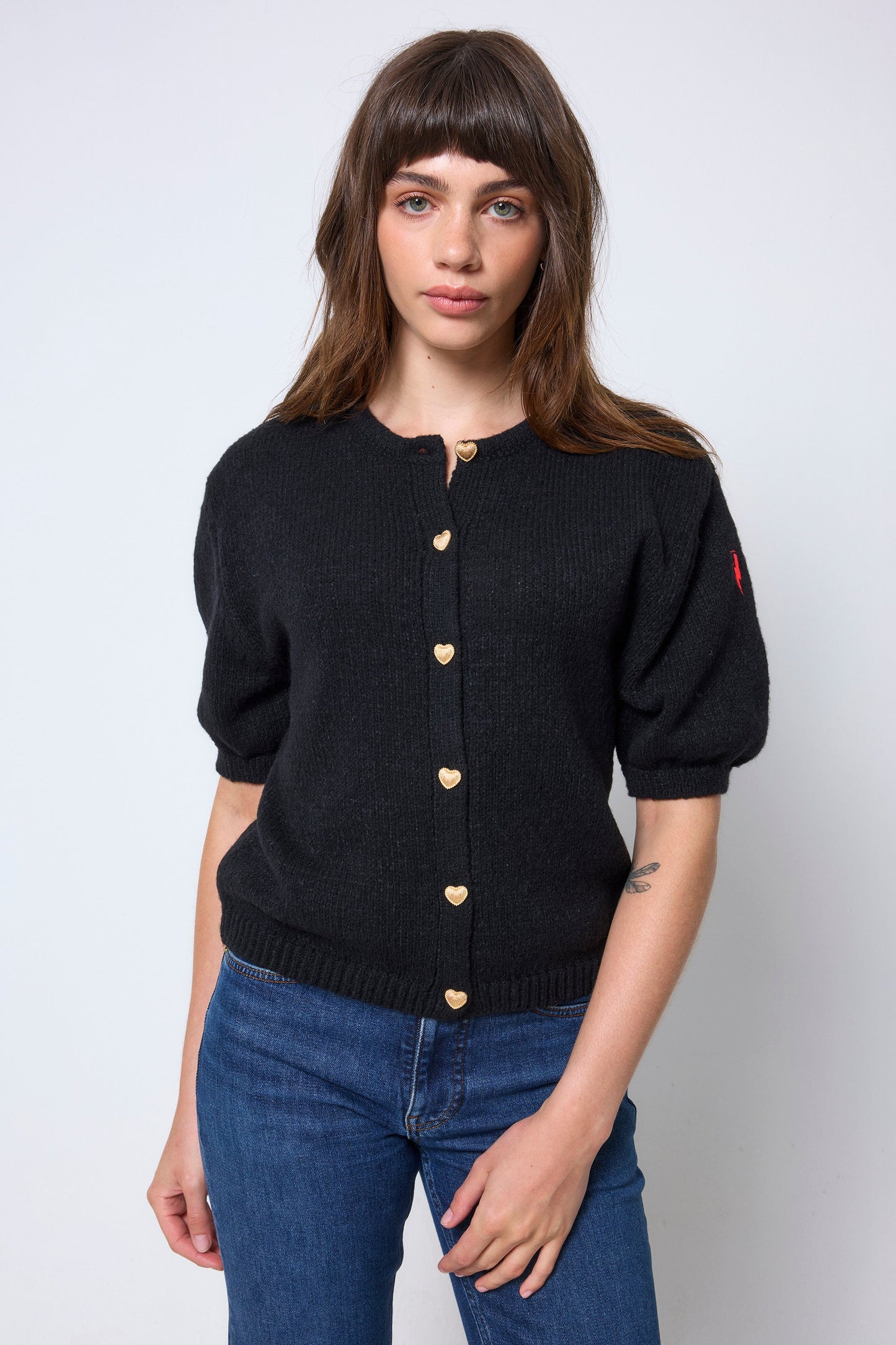 Black Short Sleeve Cardigan