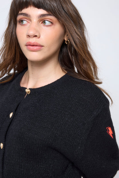 Black Short Sleeve Cardigan