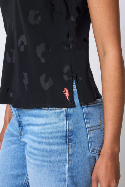 Black Jacquard Lace Trim Cami Top