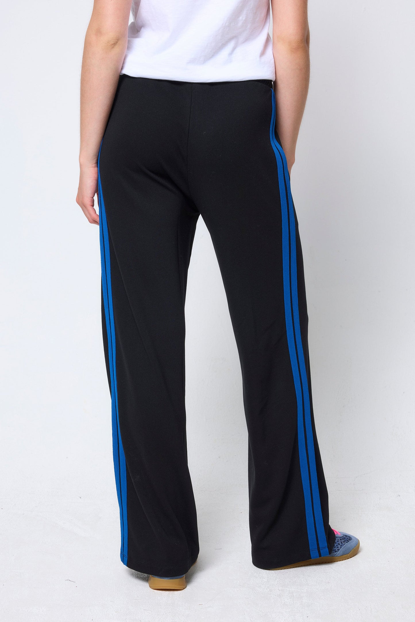 Black Side Stripe Wide Leg Jersey Trousers