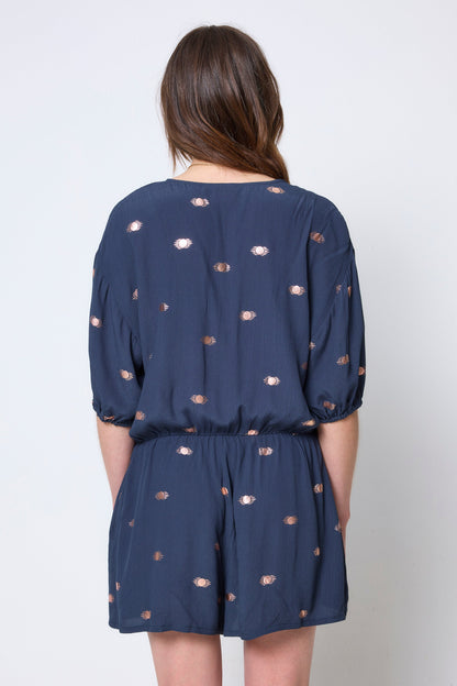 Navy with Gold Foil Playsuit