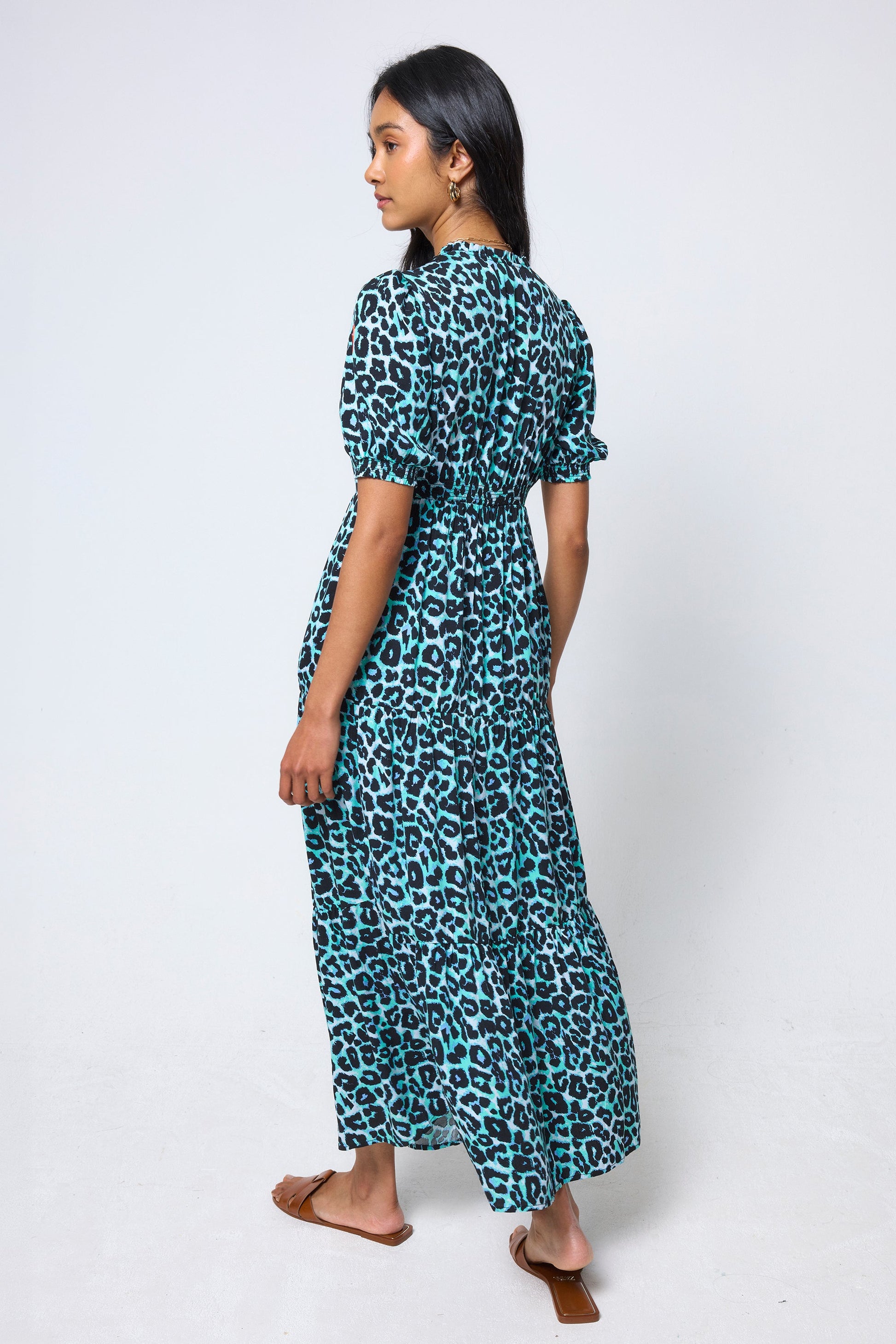 Mint Jaguar Tie Front Maxi Dress