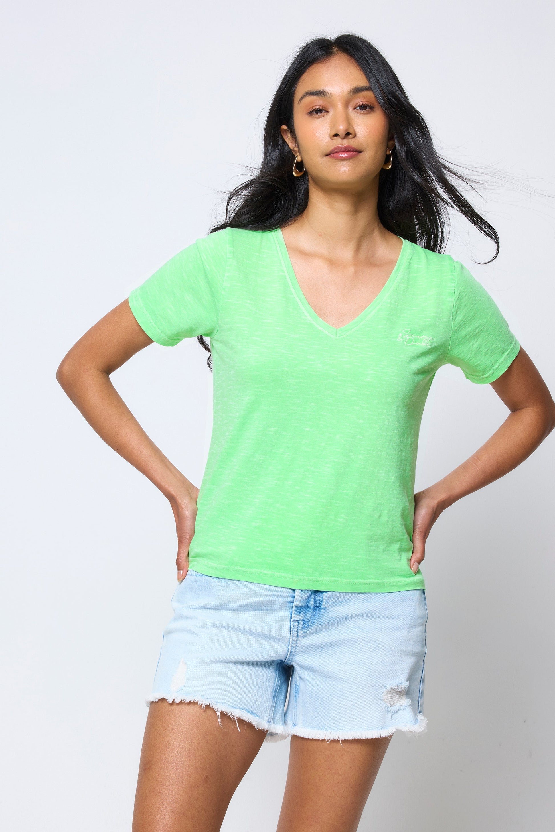 COMING SOON: Washed Neon Green V-Neck T-Shirt