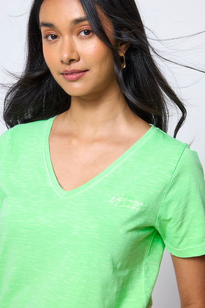 COMING SOON: Washed Neon Green V-Neck T-Shirt