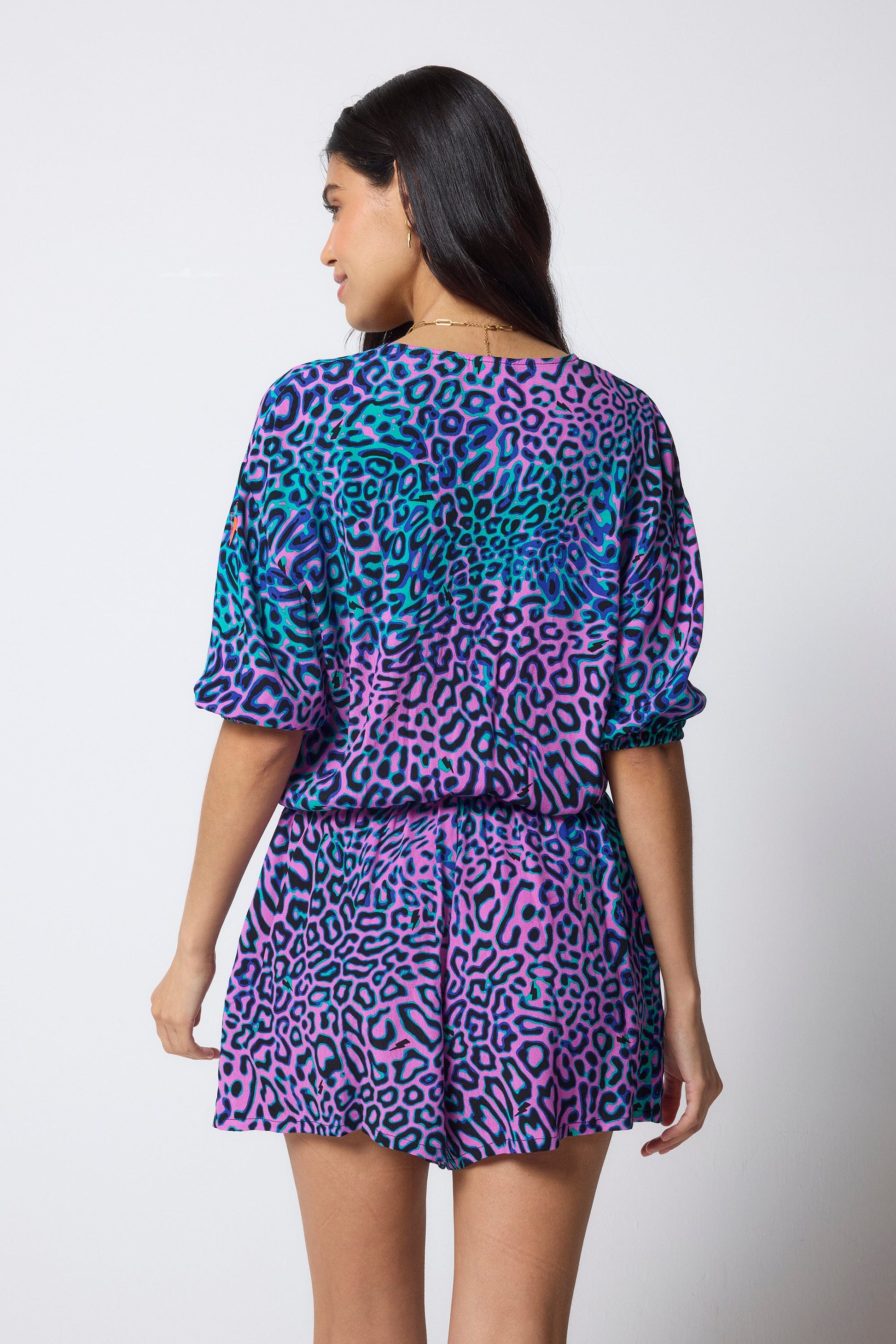 Pink with Green Leopard Ray Playsuit