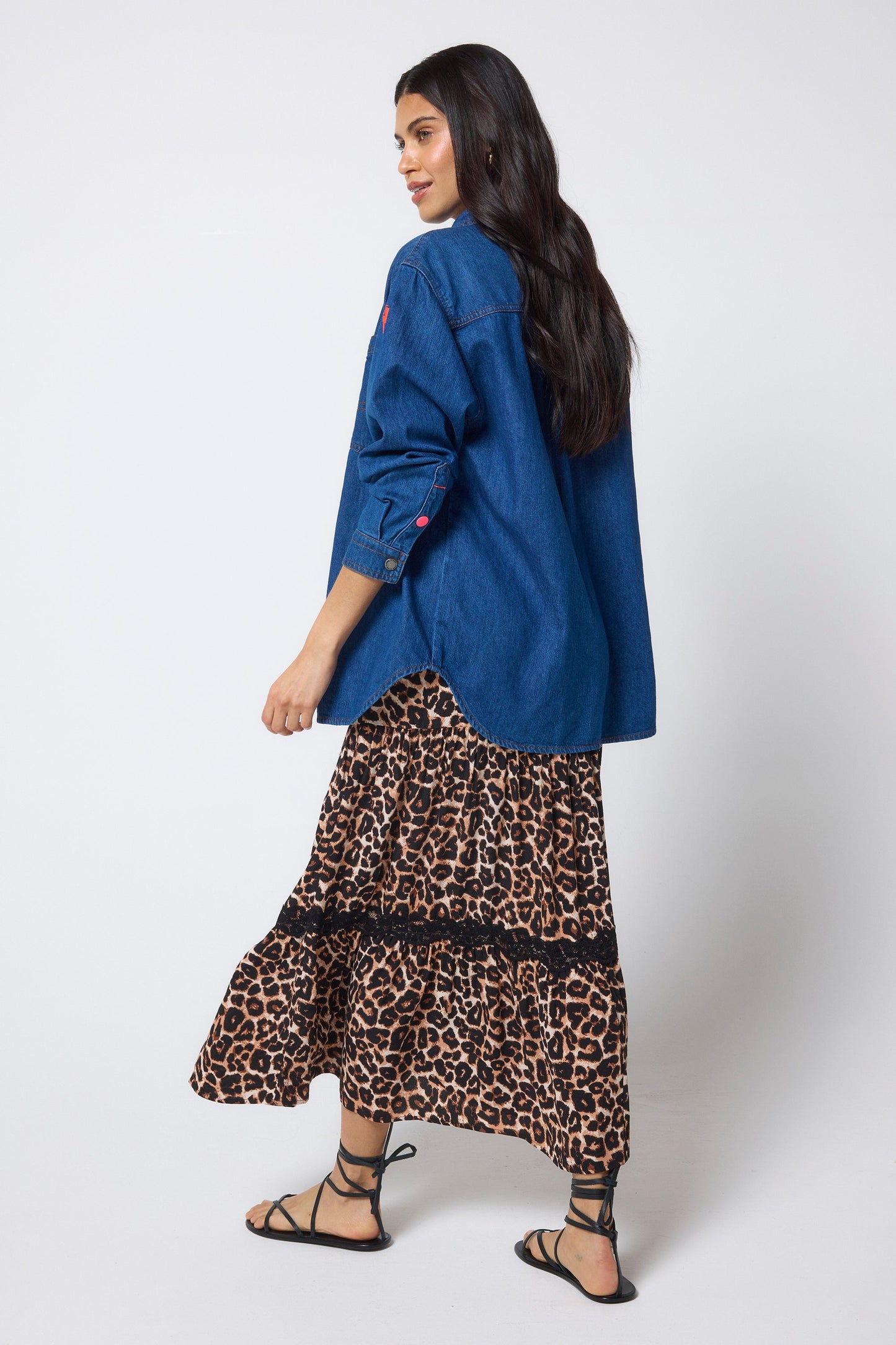 Mid Wash Indigo Relaxed Denim Shirt
