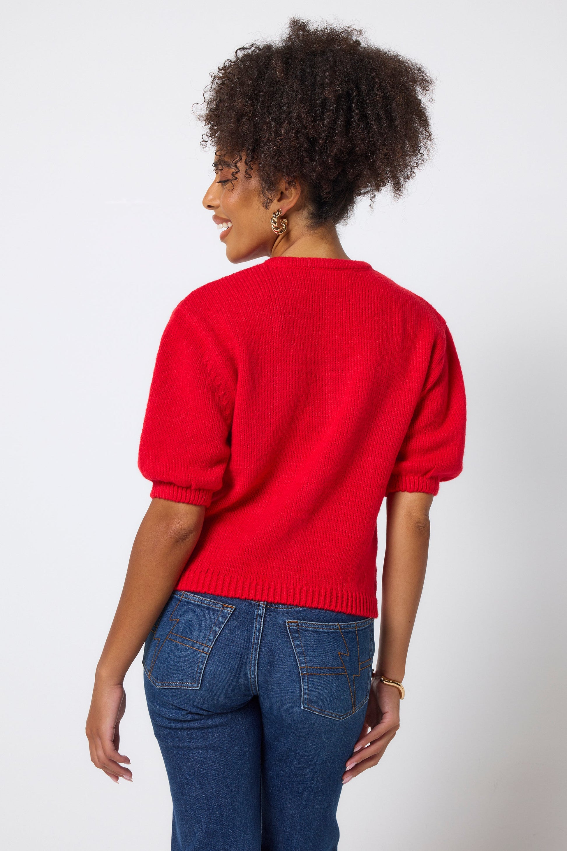 Red Short Sleeve Cardigan