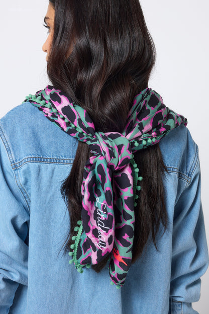 Khaki with Pink and Black Shadow Leopard Charity Super Scarf