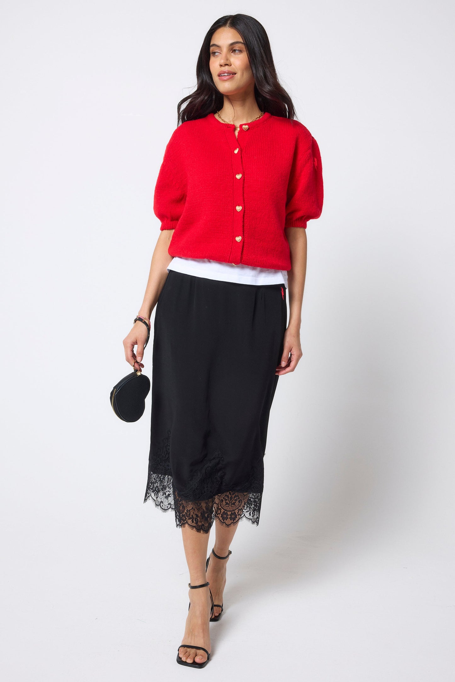 Red Short Sleeve Cardigan