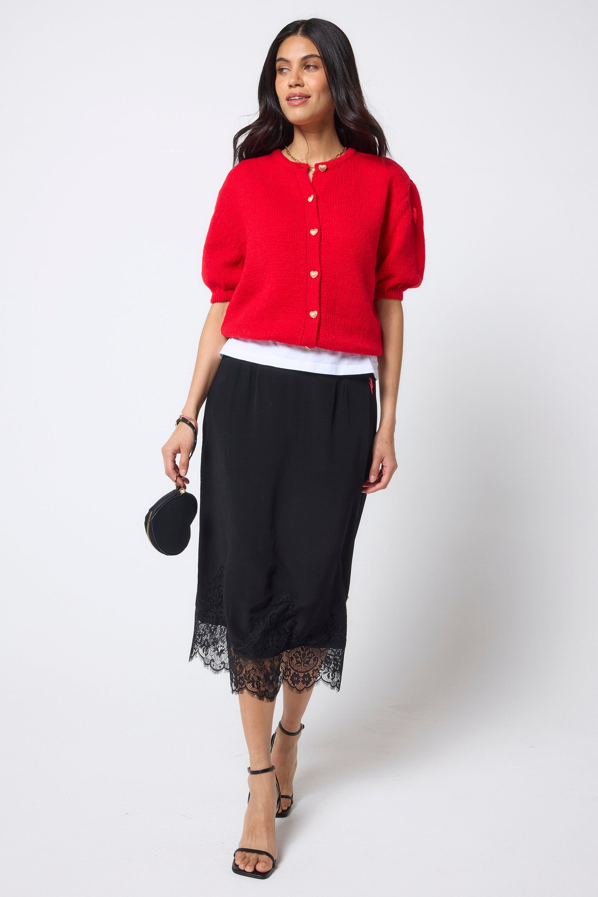 Red Short Sleeve Cardigan