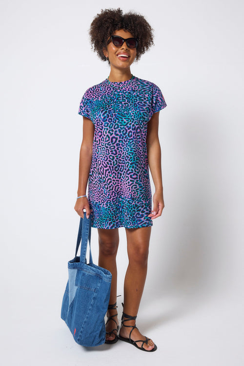 COMING SOON: Pink with Green Leopard Ray T-Shirt Dress