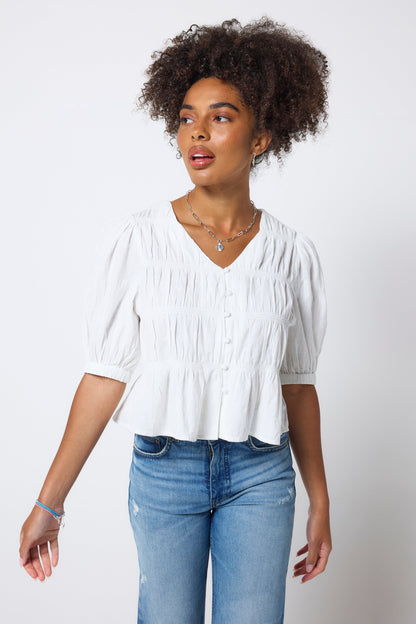 COMING SOON: White Puff Sleeve Smocked Blouse