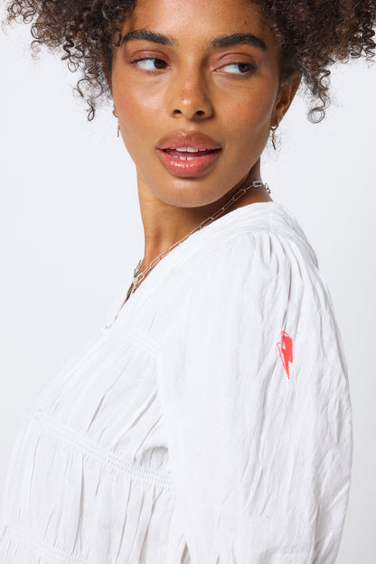 COMING SOON: White Puff Sleeve Smocked Blouse