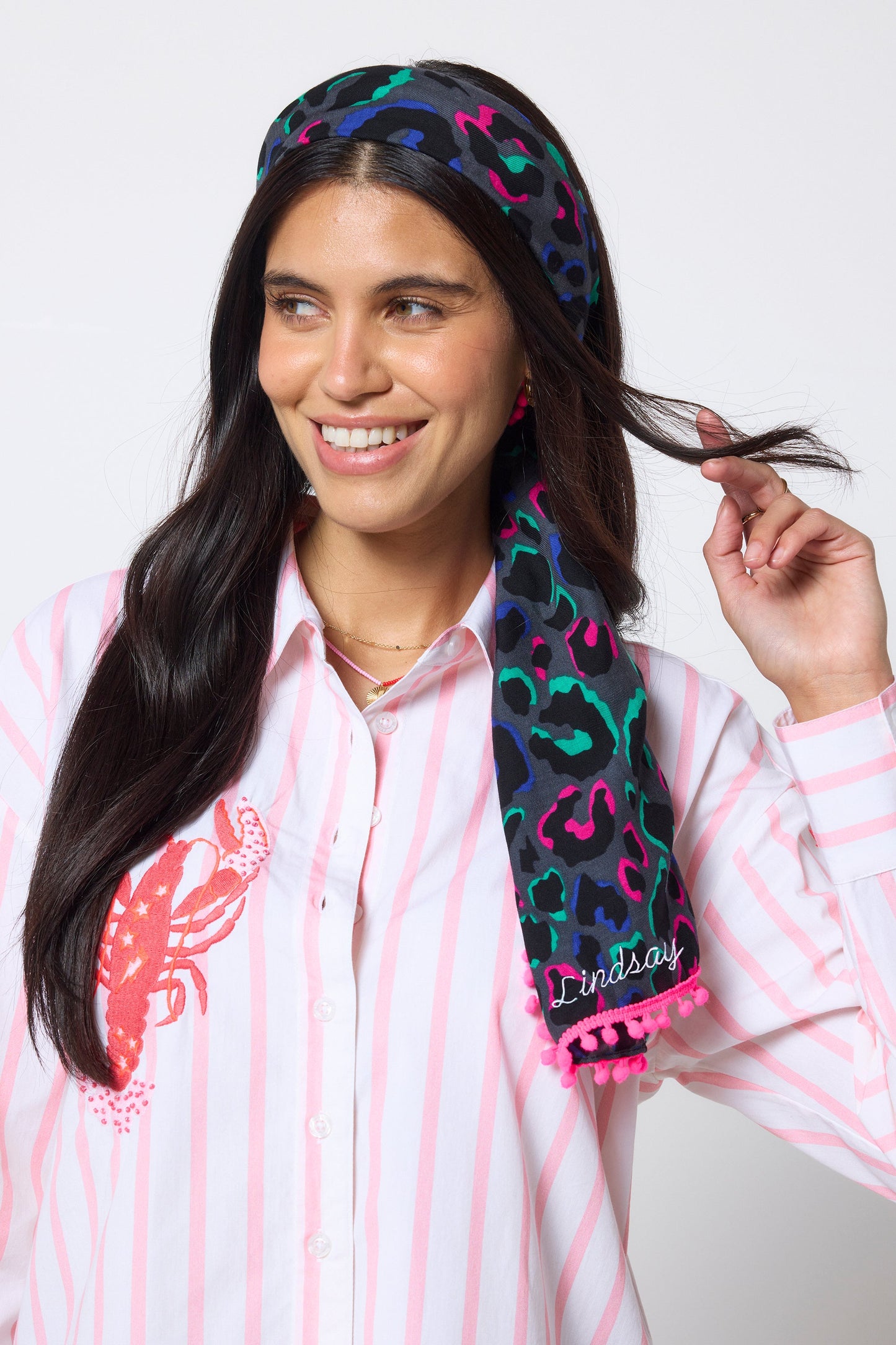 Grey with Pink and Green Pop Leopard Charity Super Scarf