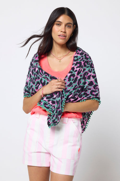 Khaki with Pink and Black Shadow Leopard Charity Super Scarf
