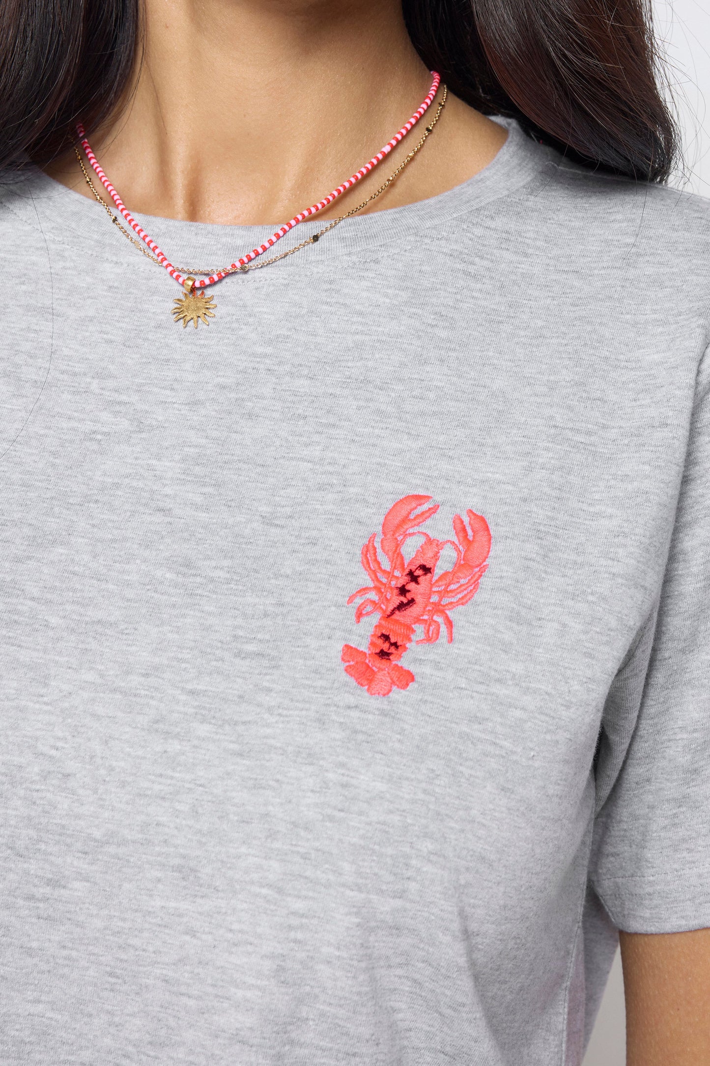 COMING SOON: Grey Marl Embroidered Lobster T-Shirt