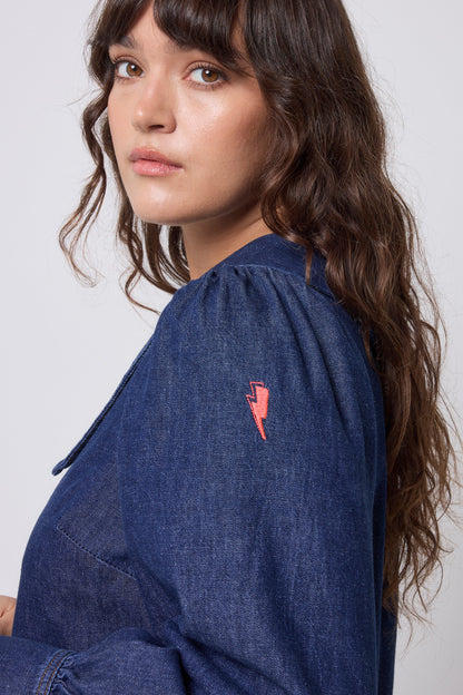 Indigo Denim Collared Blouse