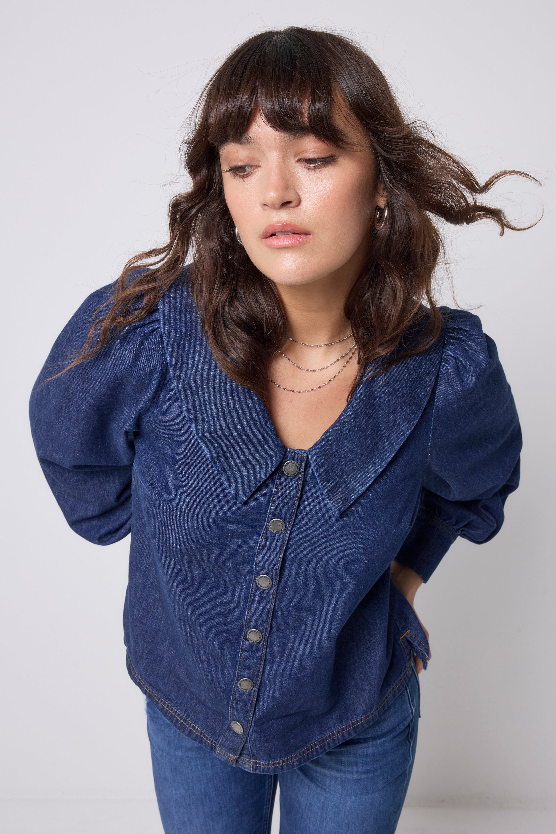 Indigo Denim Collared Blouse
