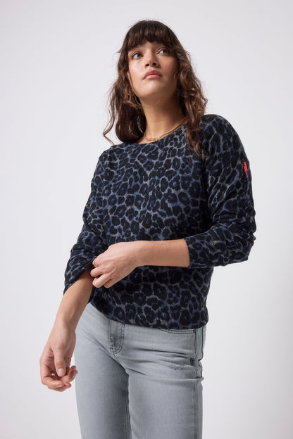 Navy Jaguar Printed Knit Jumper