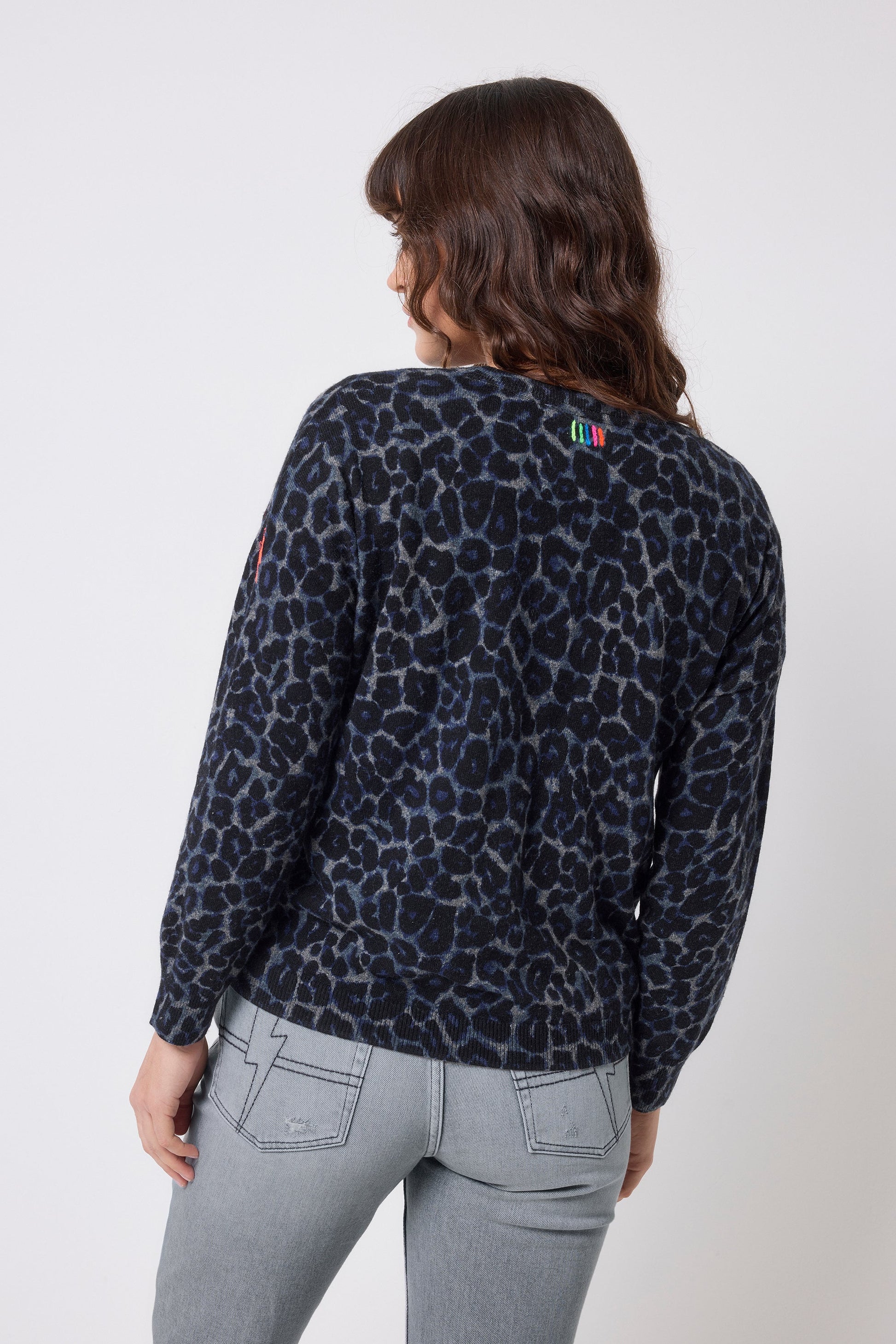 Navy Jaguar Printed Knit Jumper