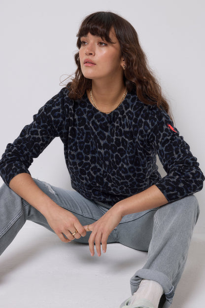 Navy Jaguar Printed Knit Jumper