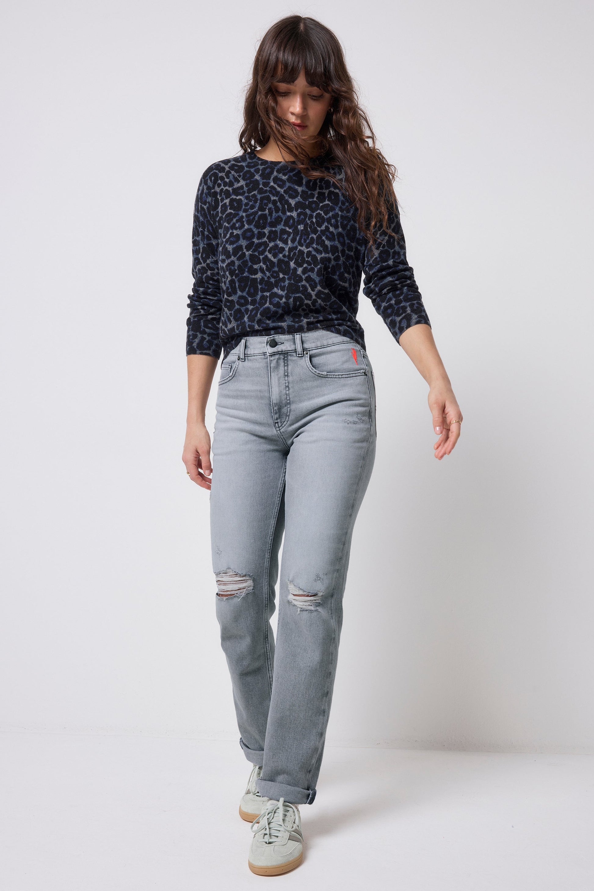 Grey Distressed Boyfriend Jeans