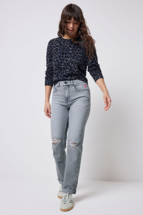 Grey Distressed Boyfriend Jeans