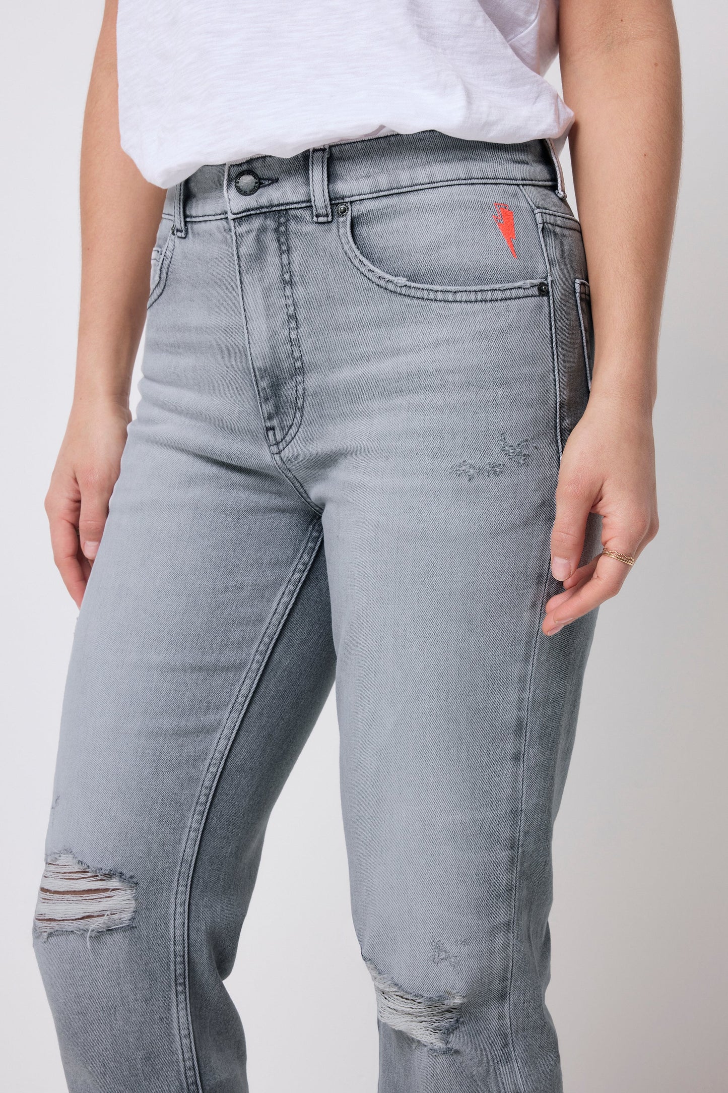 Grey Distressed Boyfriend Jeans