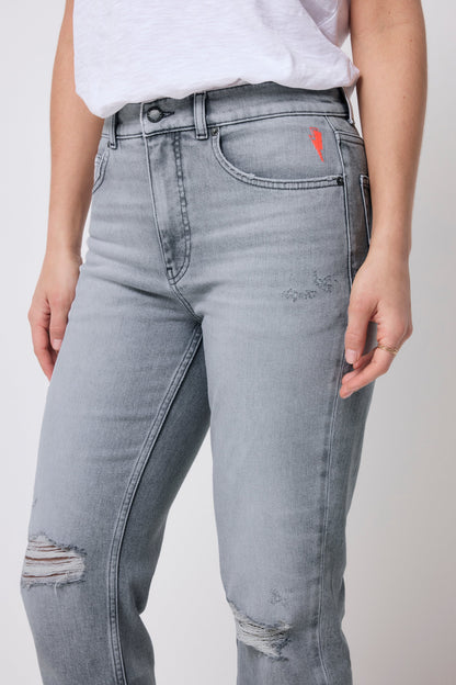 Grey Distressed Boyfriend Jeans