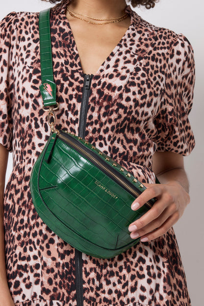 Green Embossed Croc Bum Bag