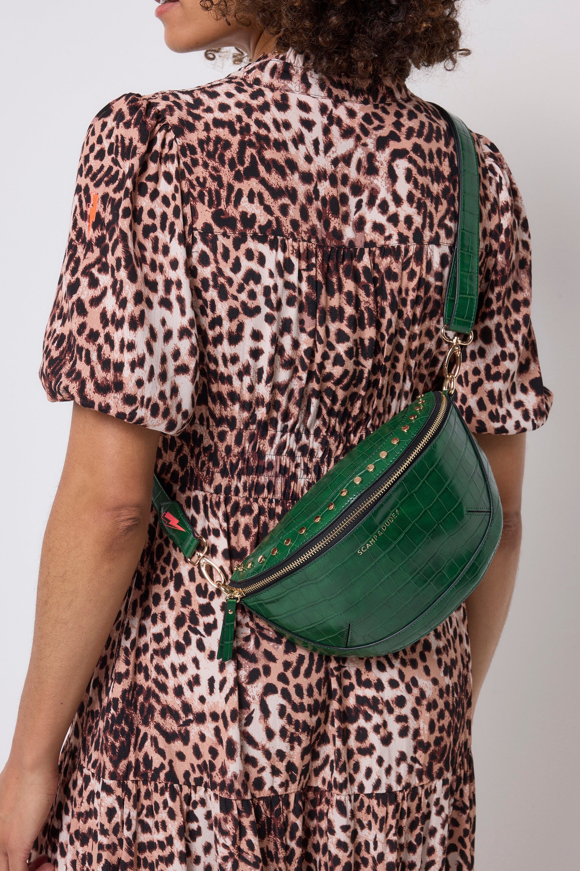 Green Embossed Croc Bum Bag