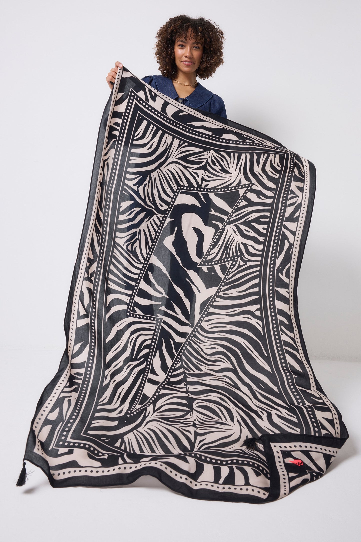 Black and Off White Zebra and Lightning Bolt Charity Super Scarf