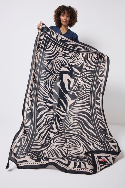 Black and Off White Zebra and Lightning Bolt Charity Super Scarf