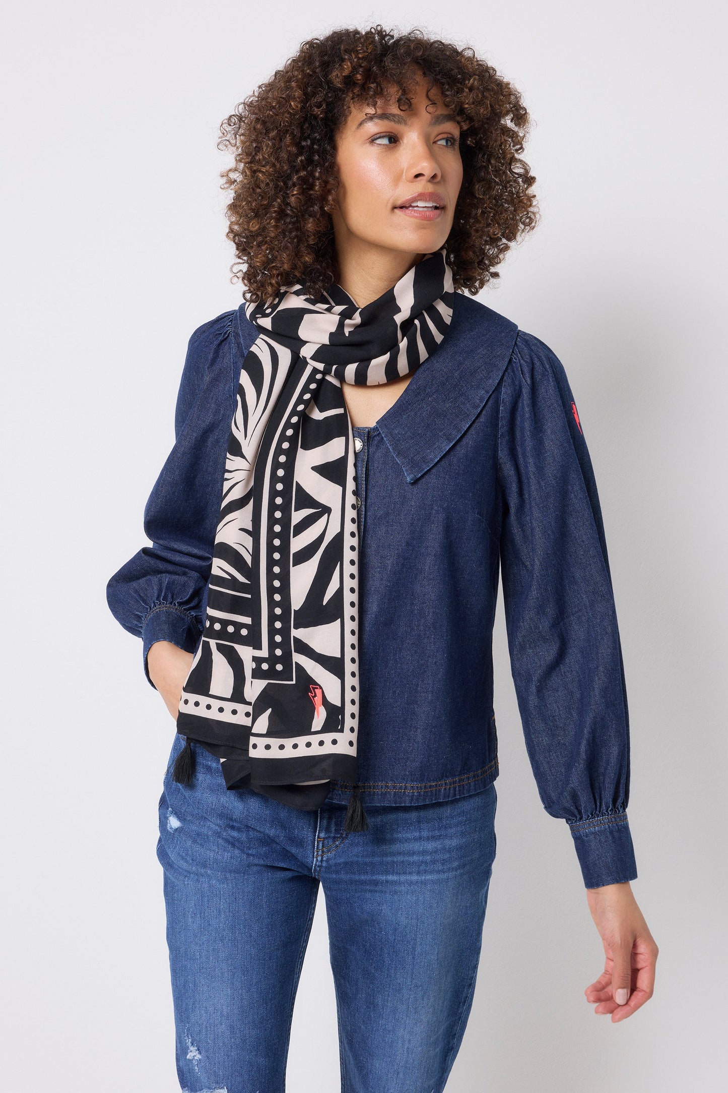Black and Off White Zebra and Lightning Bolt Charity Super Scarf