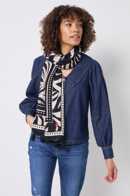 Black and Off White Zebra and Lightning Bolt Charity Super Scarf