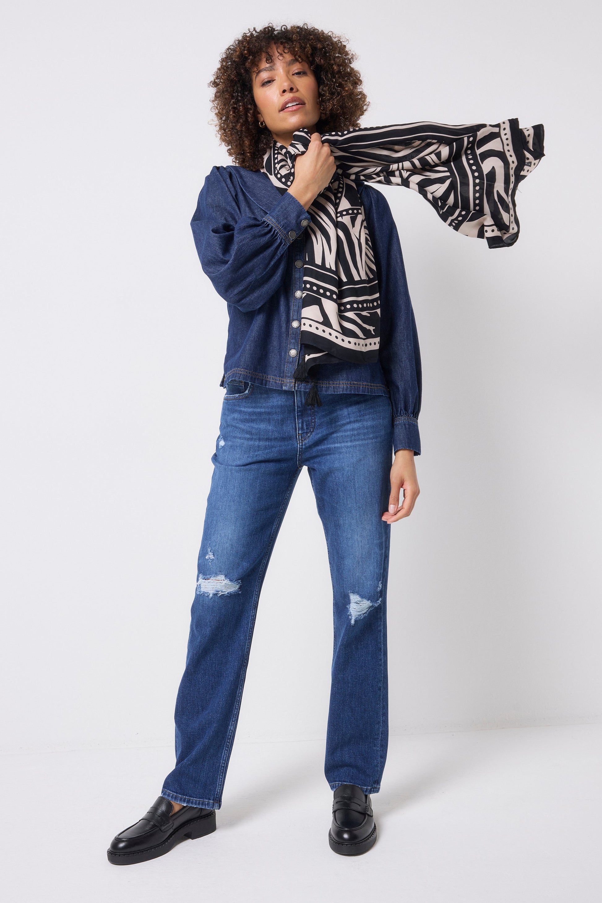 Black and Off White Zebra and Lightning Bolt Charity Super Scarf