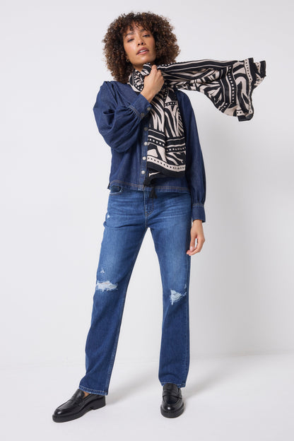 Black and Off White Zebra and Lightning Bolt Charity Super Scarf