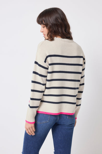 Cream with Navy Breton Stripe Knit Jumper