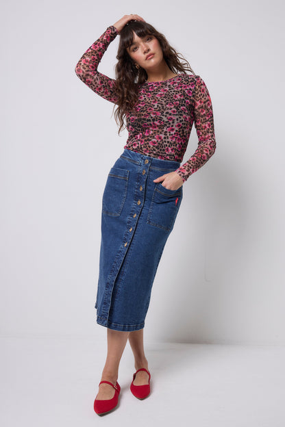 Neutral Paradise Cheetah Printed Mesh Top